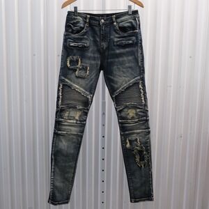 Damati Distressed Jeans Moto Style Biker Men's Size 30x32